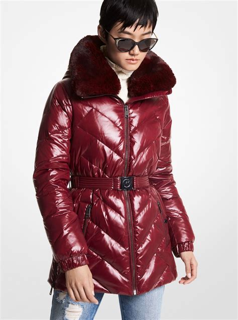 michael kors nylon and faux fur puffer|Michael Kors.